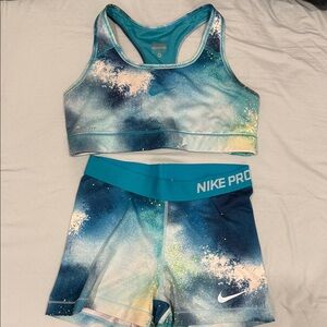 Nike Pro Teal and Navy Sports Set